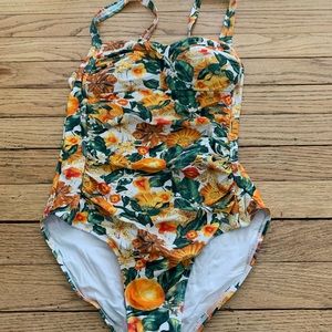 Nip Tuck Swim Joanne Citrus Blend Tummy Control Wrap One-Piece Swimsuit 4 NWOT